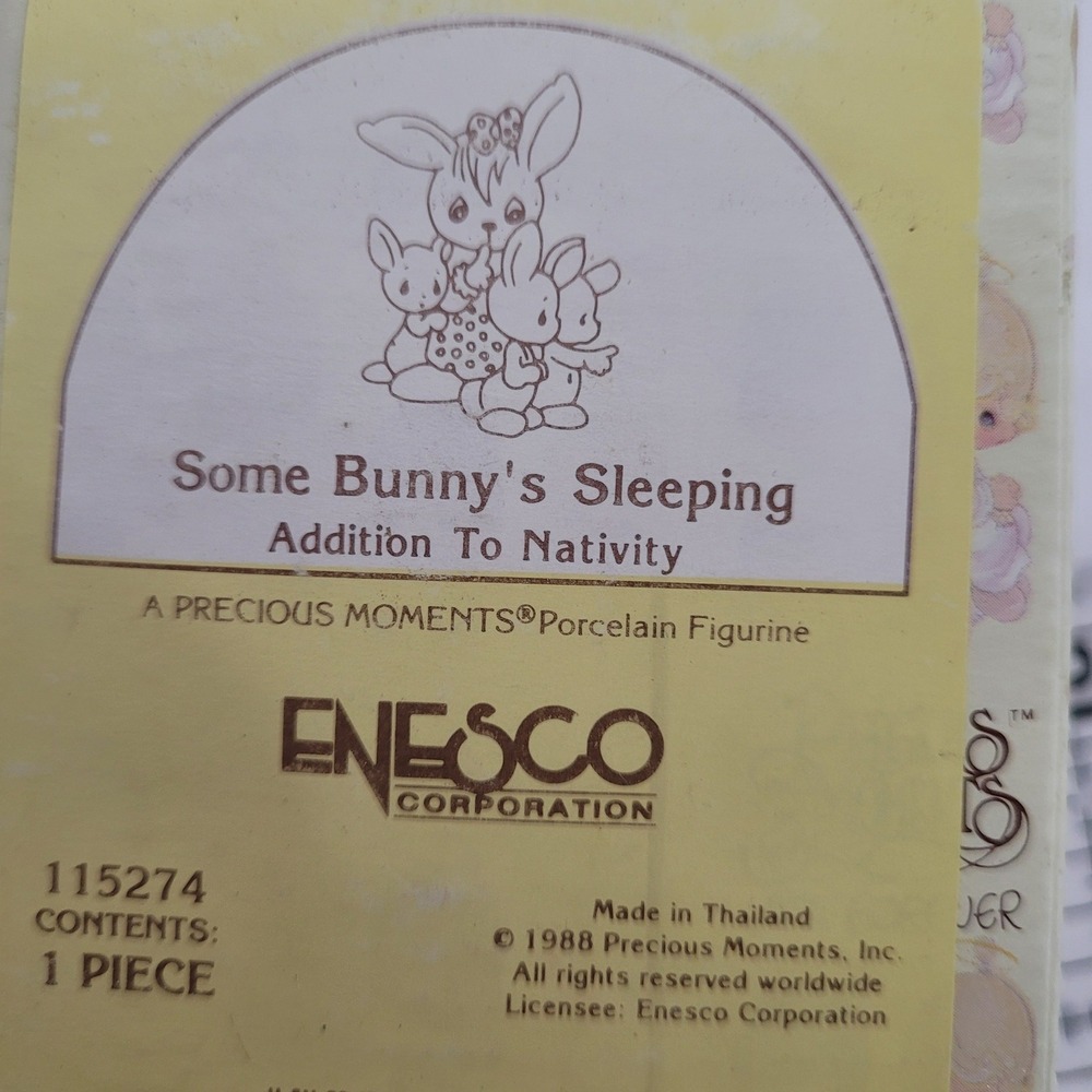 Precious Moments Some Bunny's Sleeping Nativity Figurine Enesco 522996 1990